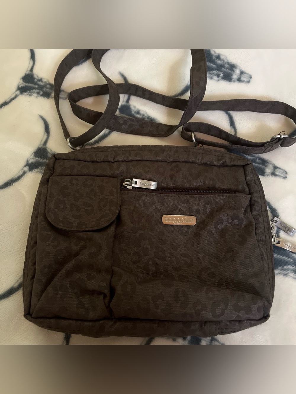 Baggallini Dark Brown Leopard-Print Crossbody Bag
